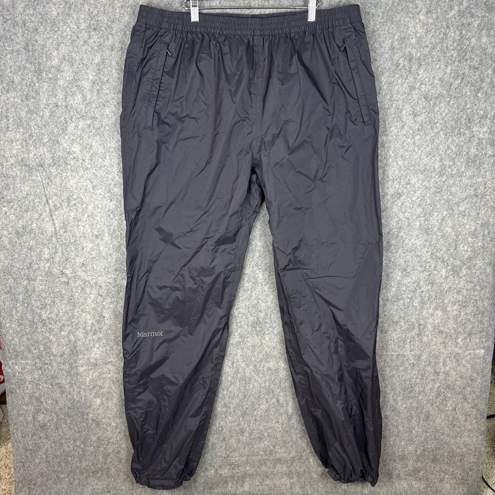 Marmot Pants Precip Eco Black Men 2XL Rain Hiking Waterproof Outdoor Zip Pockets